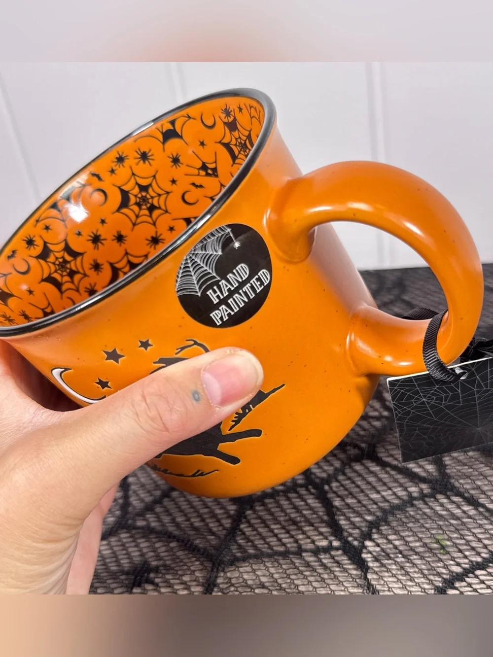NEW Cobwebs & Cauldrons Black Cat Halloween Mug